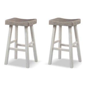 Gray & White Backless Cooper Bar Stools, Set of 2