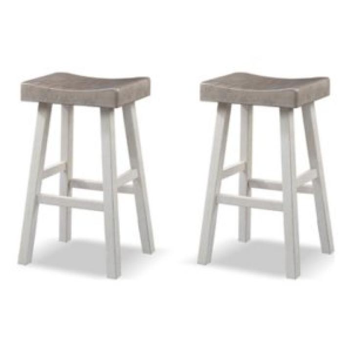 Gray & White Backless Cooper Bar Stools, Set of 2