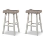 Gray & White Backless Cooper Bar Stools, Set of 2