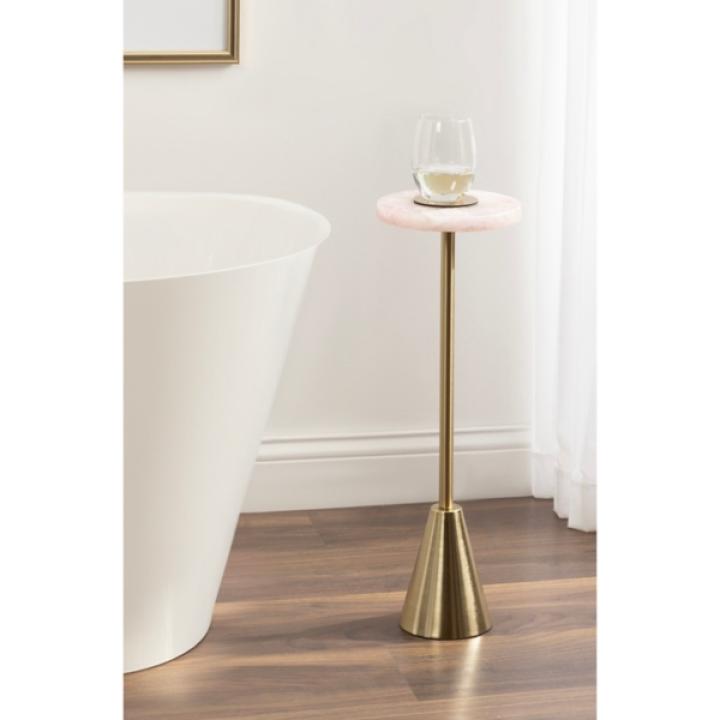 Gold and Natural Quartz Accent Table
