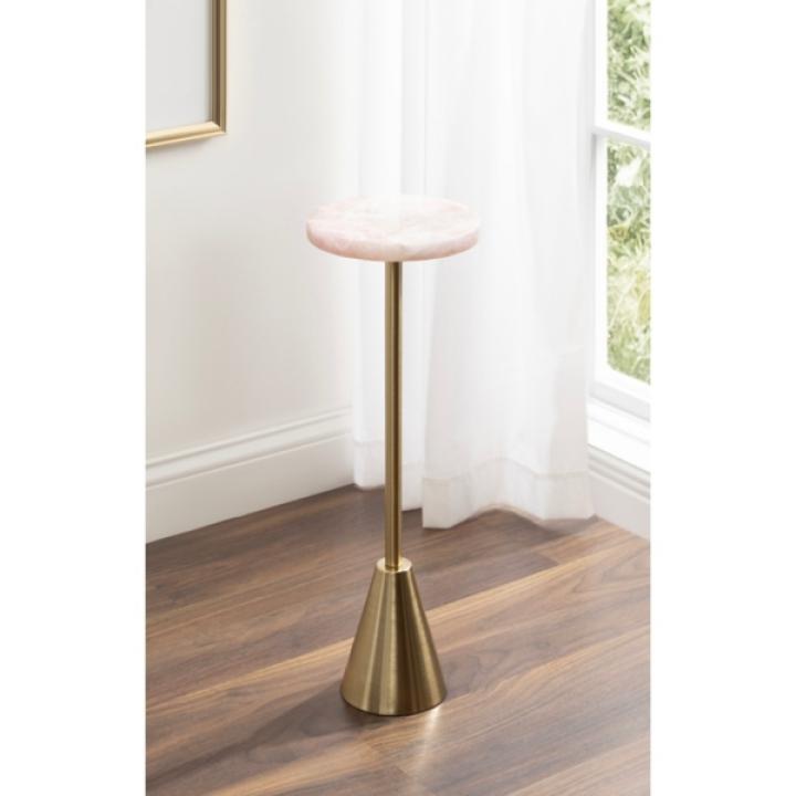 Gold and Natural Quartz Accent Table