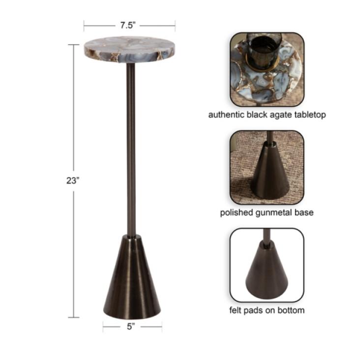 Maya Black Agate Accent Table