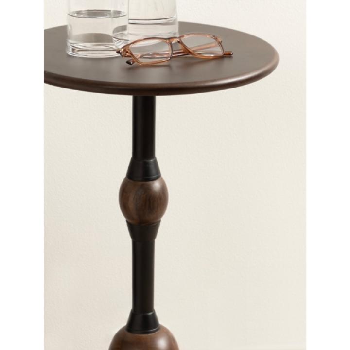Brown Mango Wood Turned Leg Accent Table