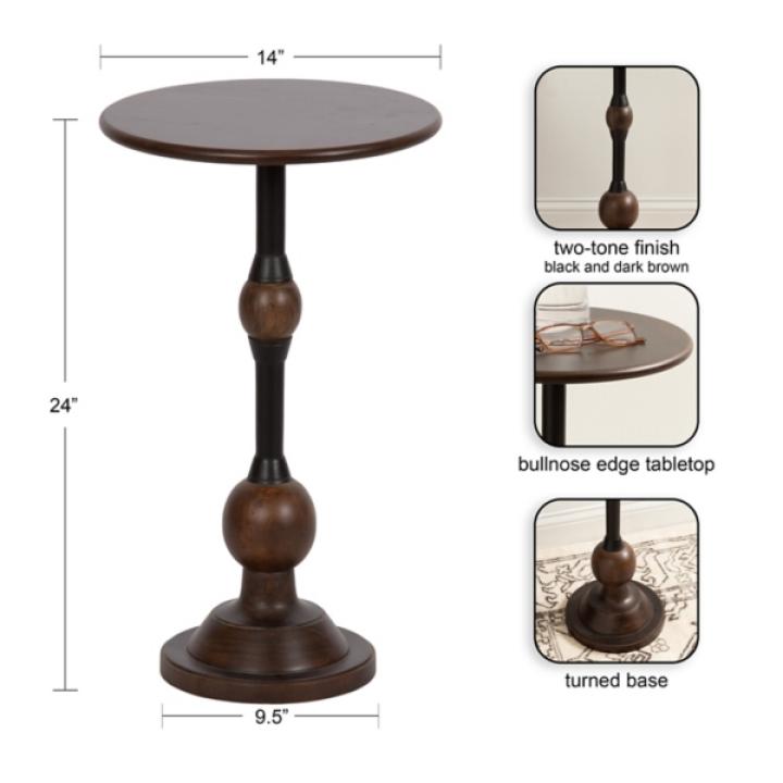 Brown Mango Wood Turned Leg Accent Table