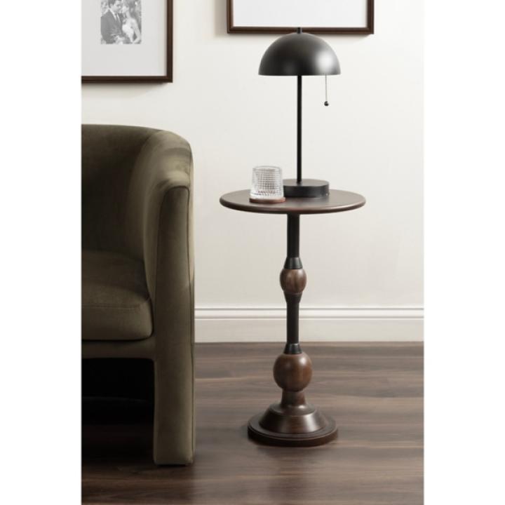 Brown Mango Wood Turned Leg Accent Table