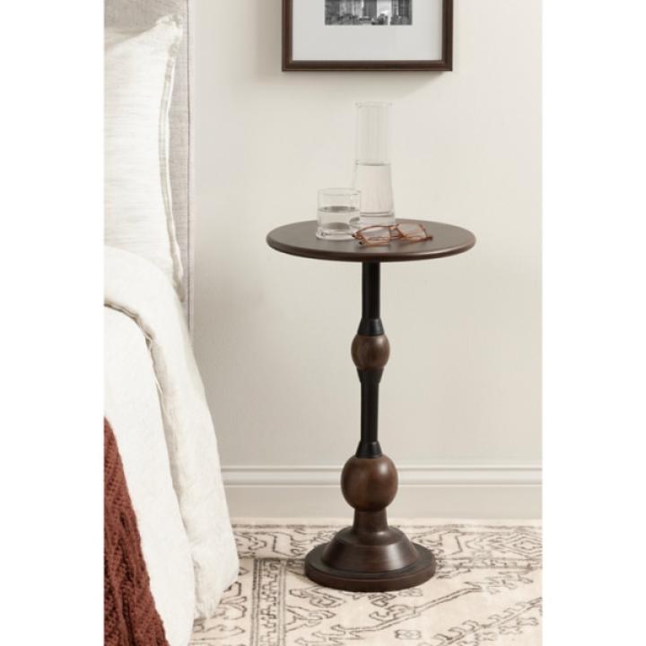 Brown Mango Wood Turned Leg Accent Table