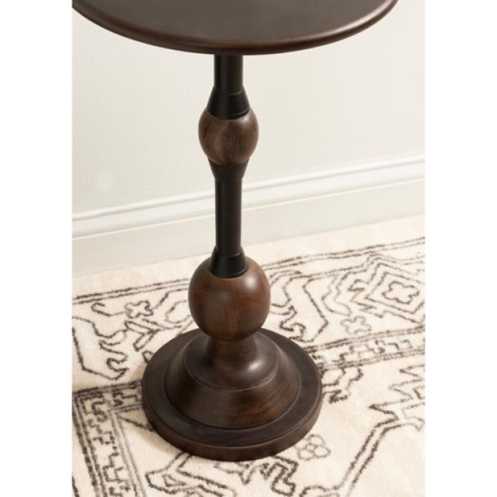Brown Mango Wood Turned Leg Accent Table