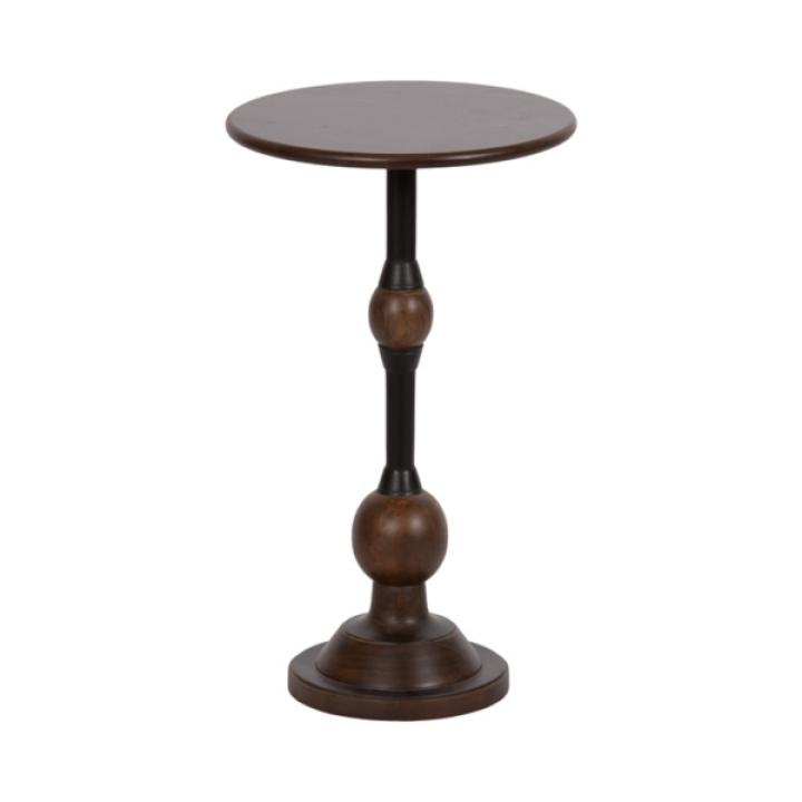 Brown Mango Wood Turned Leg Accent Table