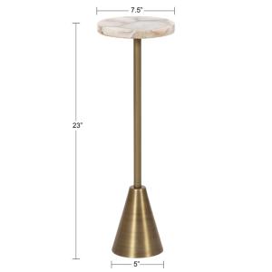 Brass and Gold Quartz Accent Table