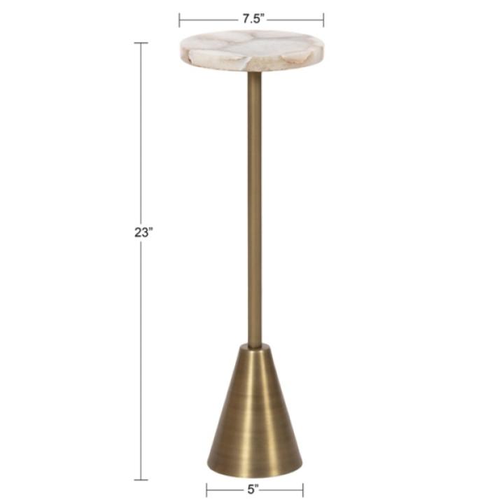 Brass and Gold Quartz Accent Table