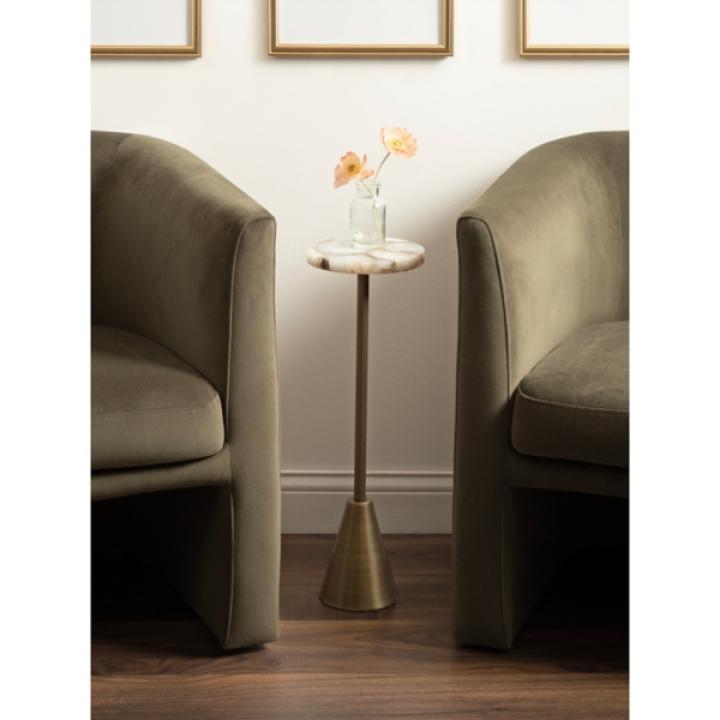 Brass and Gold Quartz Accent Table