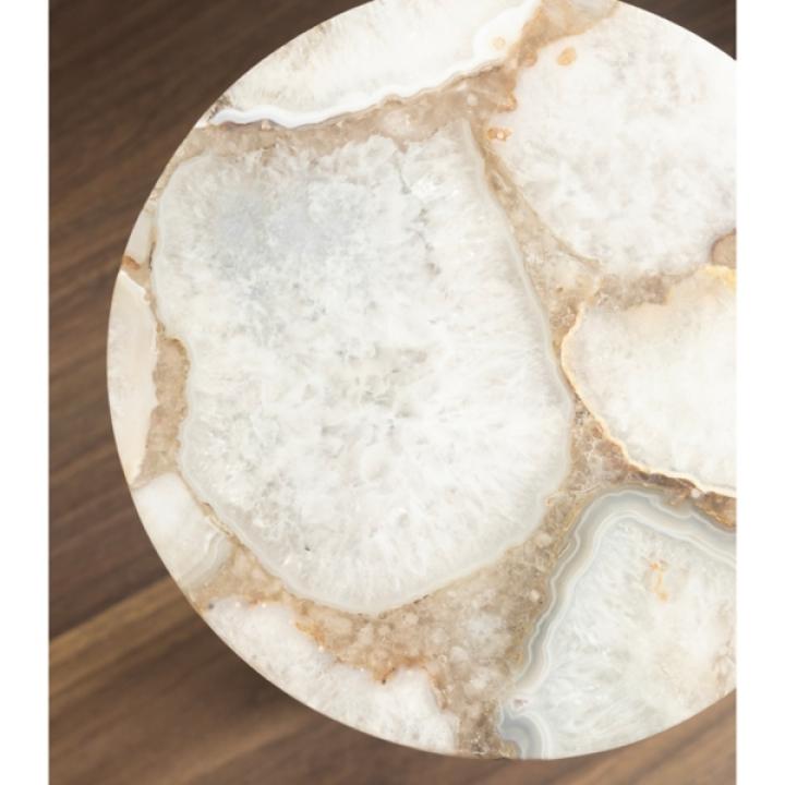 Brass and Gold Quartz Accent Table