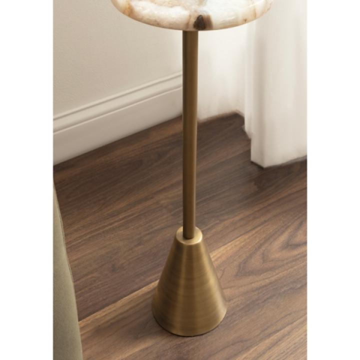 Brass and Gold Quartz Accent Table