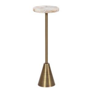 Brass and Gold Quartz Accent Table