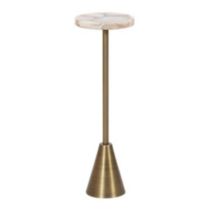 Brass and Gold Quartz Accent Table