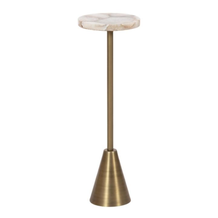 Brass and Gold Quartz Accent Table