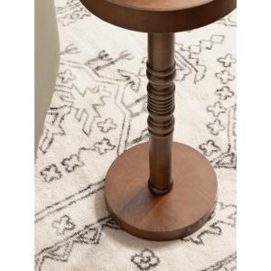 Rustic Brown Round Pine Wood Accent Table