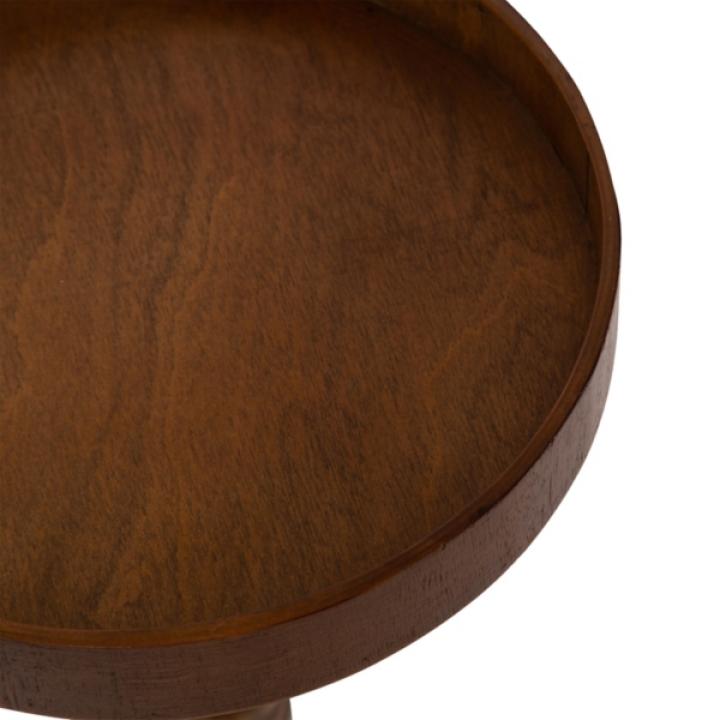 Rustic Brown Round Pine Wood Accent Table