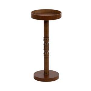 Rustic Brown Round Pine Wood Accent Table