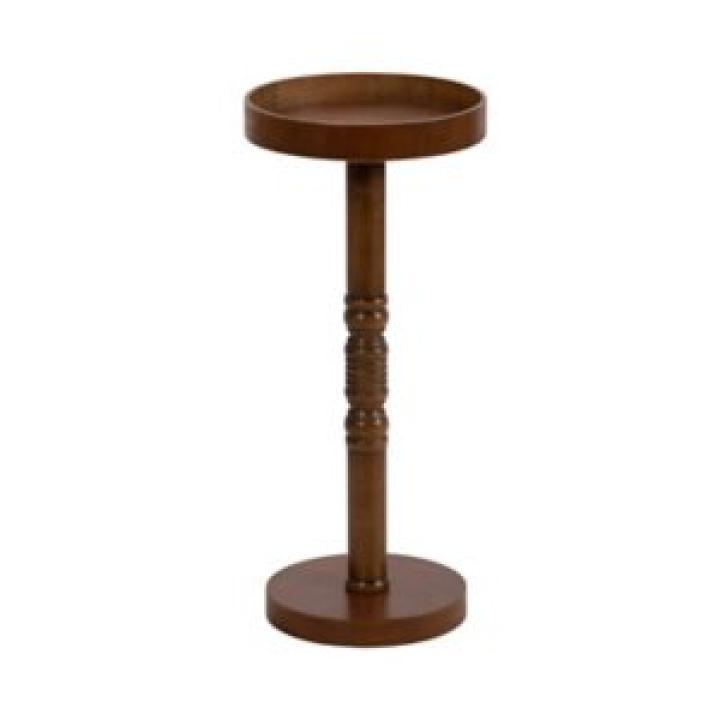 Rustic Brown Round Pine Wood Accent Table