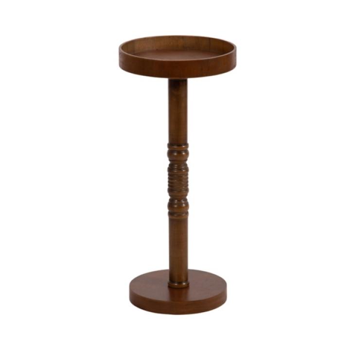 Rustic Brown Round Pine Wood Accent Table