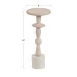 White Marble and Mango Wood Round Accent Table