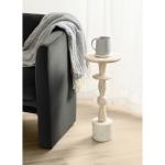 White Marble and Mango Wood Round Accent Table