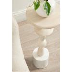 White Marble and Mango Wood Round Accent Table