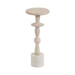 White Marble and Mango Wood Round Accent Table