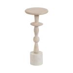 White Marble and Mango Wood Round Accent Table