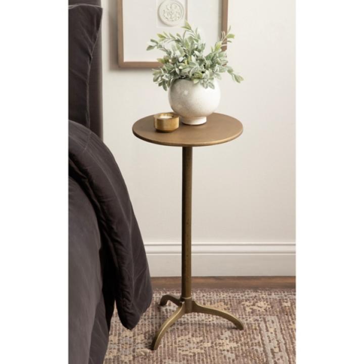 Brass Metal Tripod Accent Table