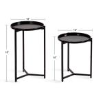 Round Black Metal Accent Tables, Set of 2