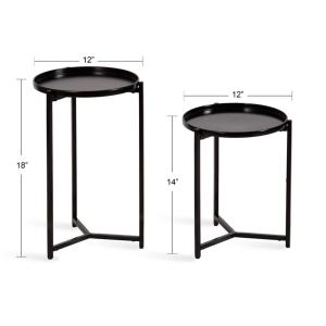 Round Black Metal Accent Tables, Set of 2