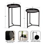 Round Black Metal Accent Tables, Set of 2