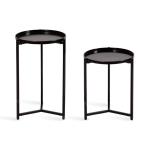 Round Black Metal Accent Tables, Set of 2
