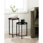Round Black Metal Accent Tables, Set of 2