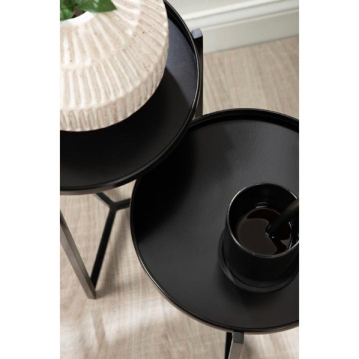 Round Black Metal Accent Tables, Set of 2
