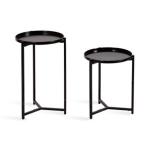 Round Black Metal Accent Tables, Set of 2