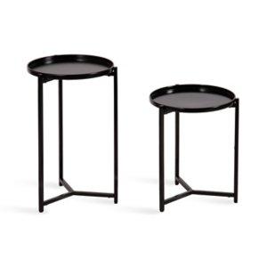 Round Black Metal Accent Tables, Set of 2