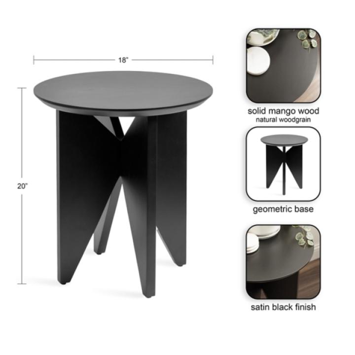 Kate and Laurel Black Mango Wood Accent Table
