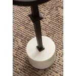 White Marble and Black Metal Round Accent Table