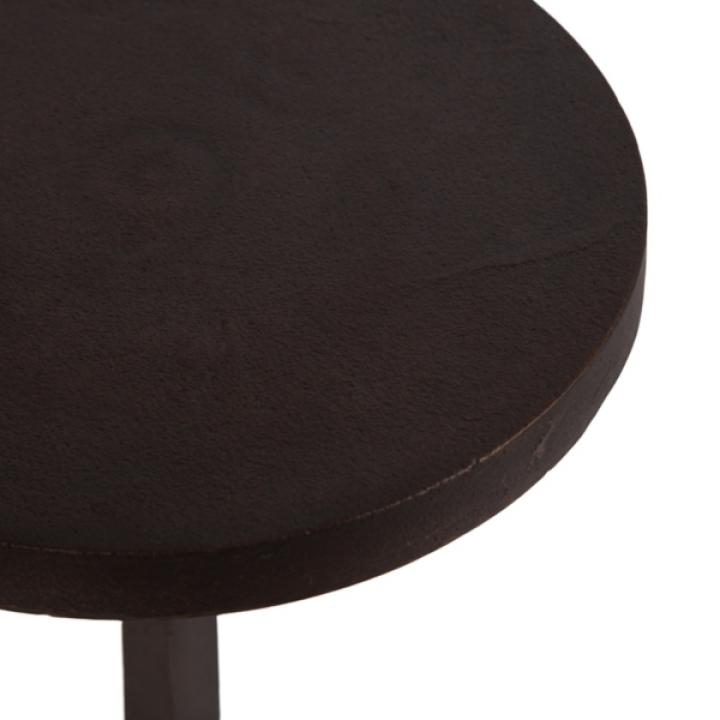 White Marble and Black Metal Round Accent Table