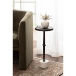 White Marble and Black Metal Round Accent Table