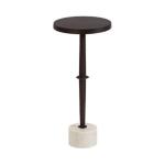 White Marble and Black Metal Round Accent Table