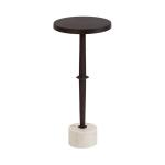 White Marble and Black Metal Round Accent Table