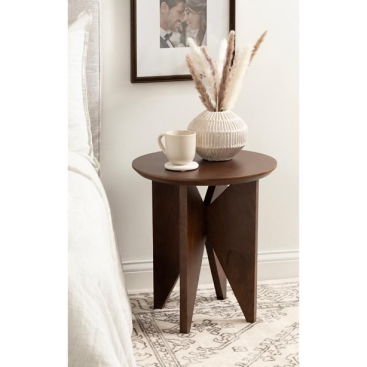 Kate and Laurel Brown Mango Wood Accent Table