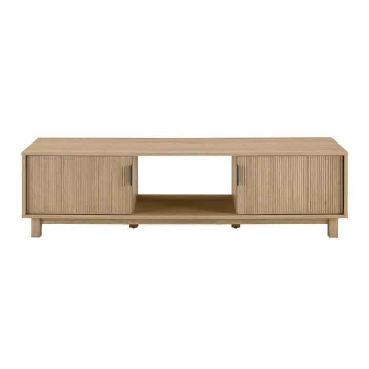 Coastal Oak Fluted 2-Door Compact TV Stand