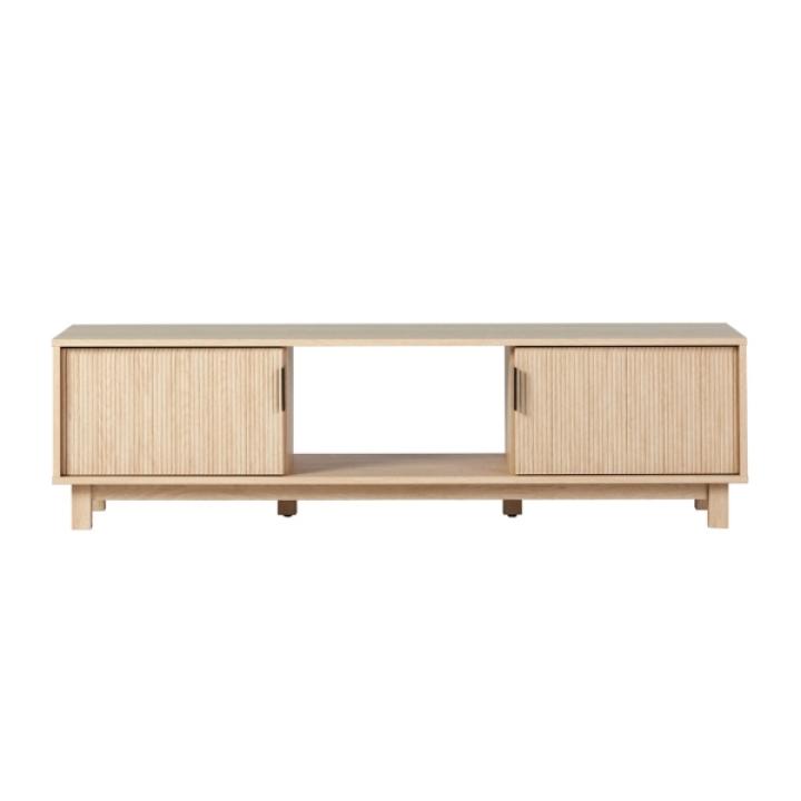 Coastal Oak Fluted 2-Door Compact TV Stand