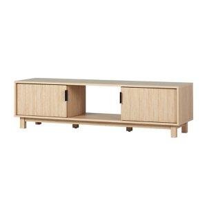 Coastal Oak Fluted 2-Door Compact TV Stand