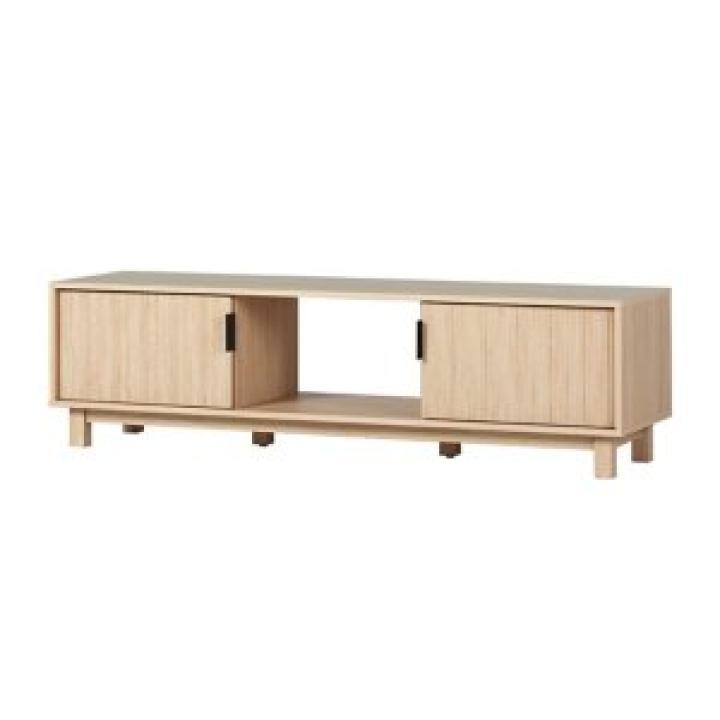 Coastal Oak Fluted 2-Door Compact TV Stand